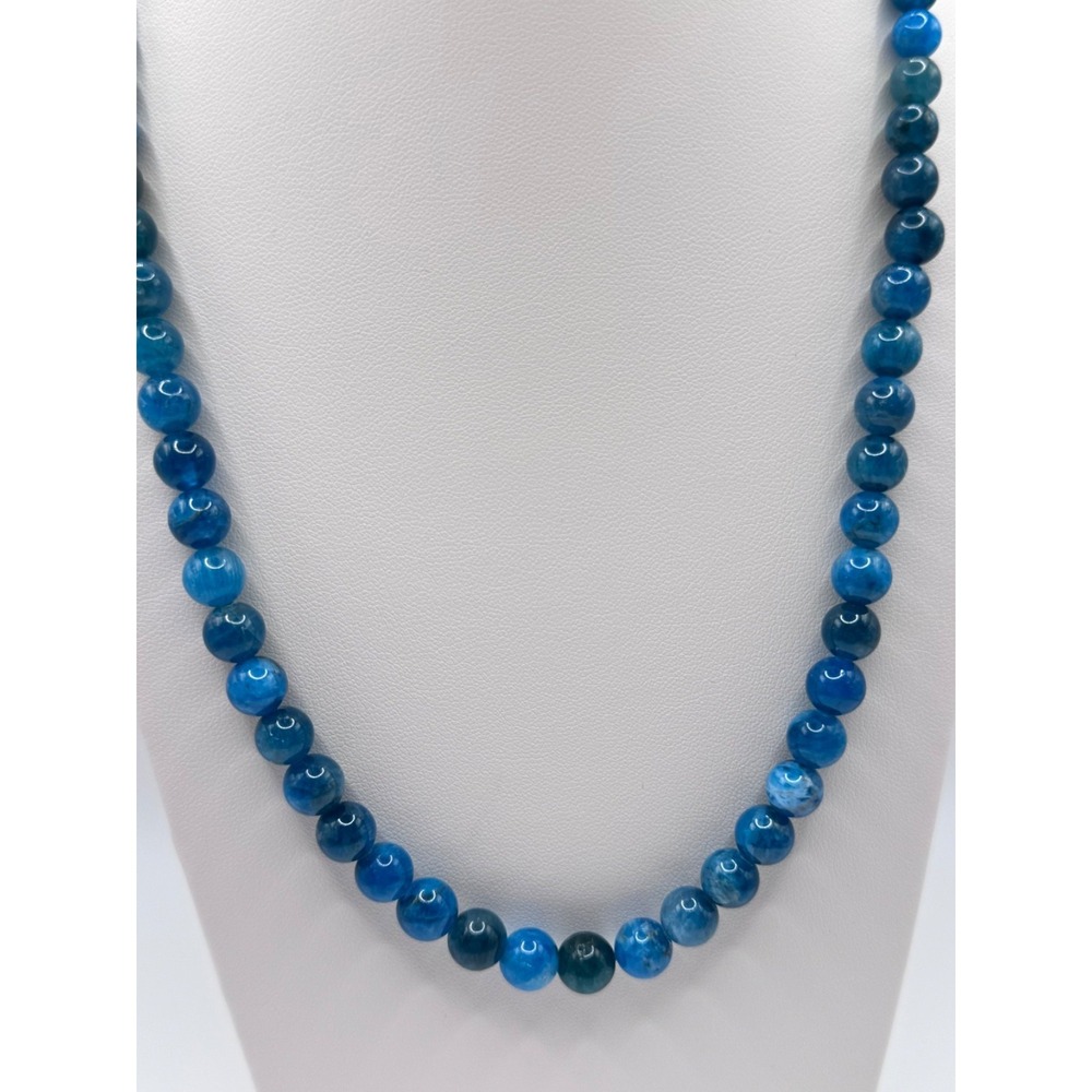 Jay King Mine Finds Neon Blue Apatite Bead Necklace Sterling Silver